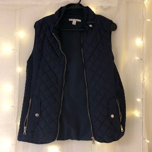 Francesca’s Navy Tufted Vest